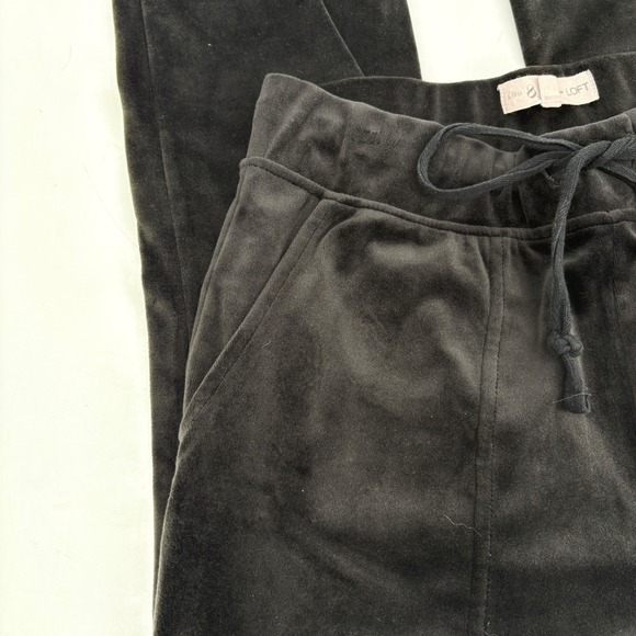 Lou And Grey For Loft XS Velour Black Pants Soft Sweat Pants Pull-On Drawstring - Picture 5 of 8